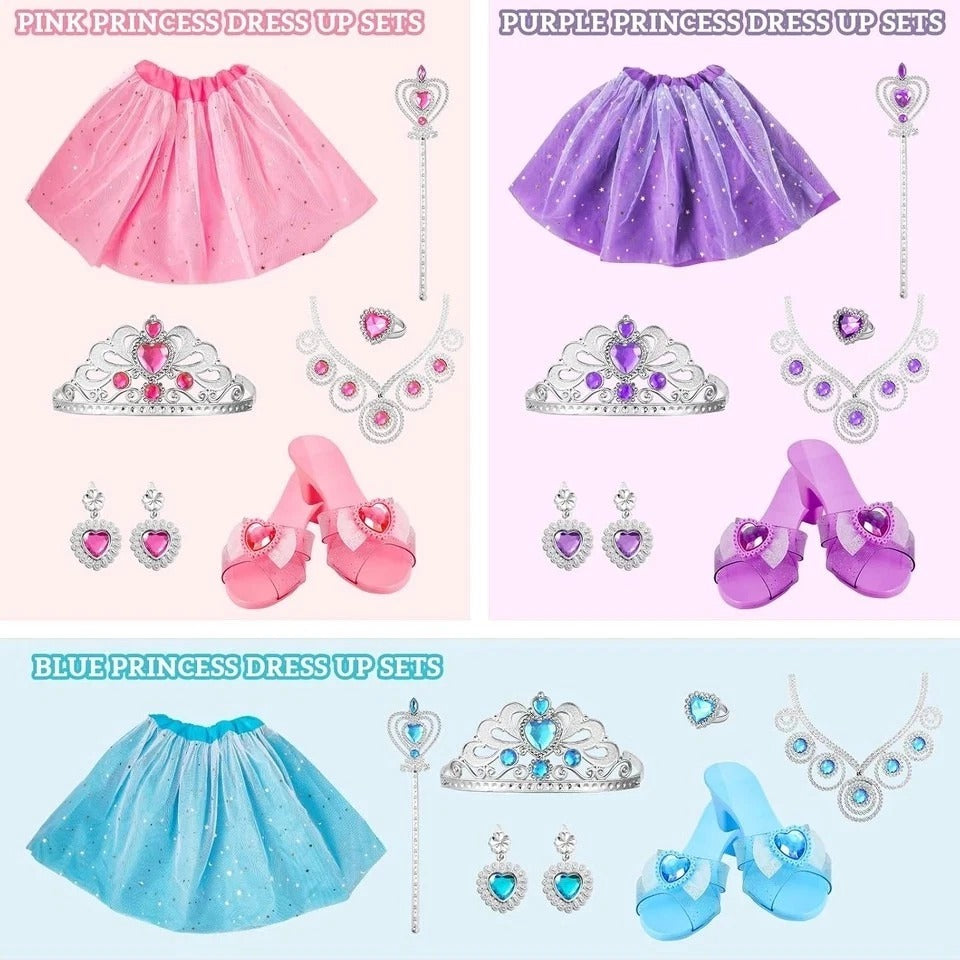 Princess Dress up Sets for Girls 4-6, Costumes Set with Princess Dresses, Shoes