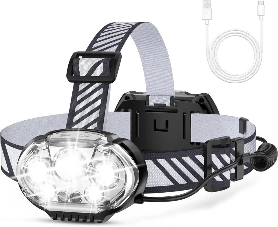 Rechargeable Ultra-Bright 20000 Lumen Headlamp - 12 Modes Waterproof & Adjust...