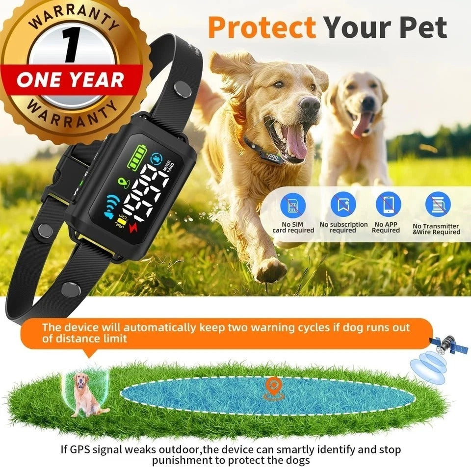 GPS Dog Tracker Collar with Wireless Fence – Waterproof, Rechargeable & Adjus...