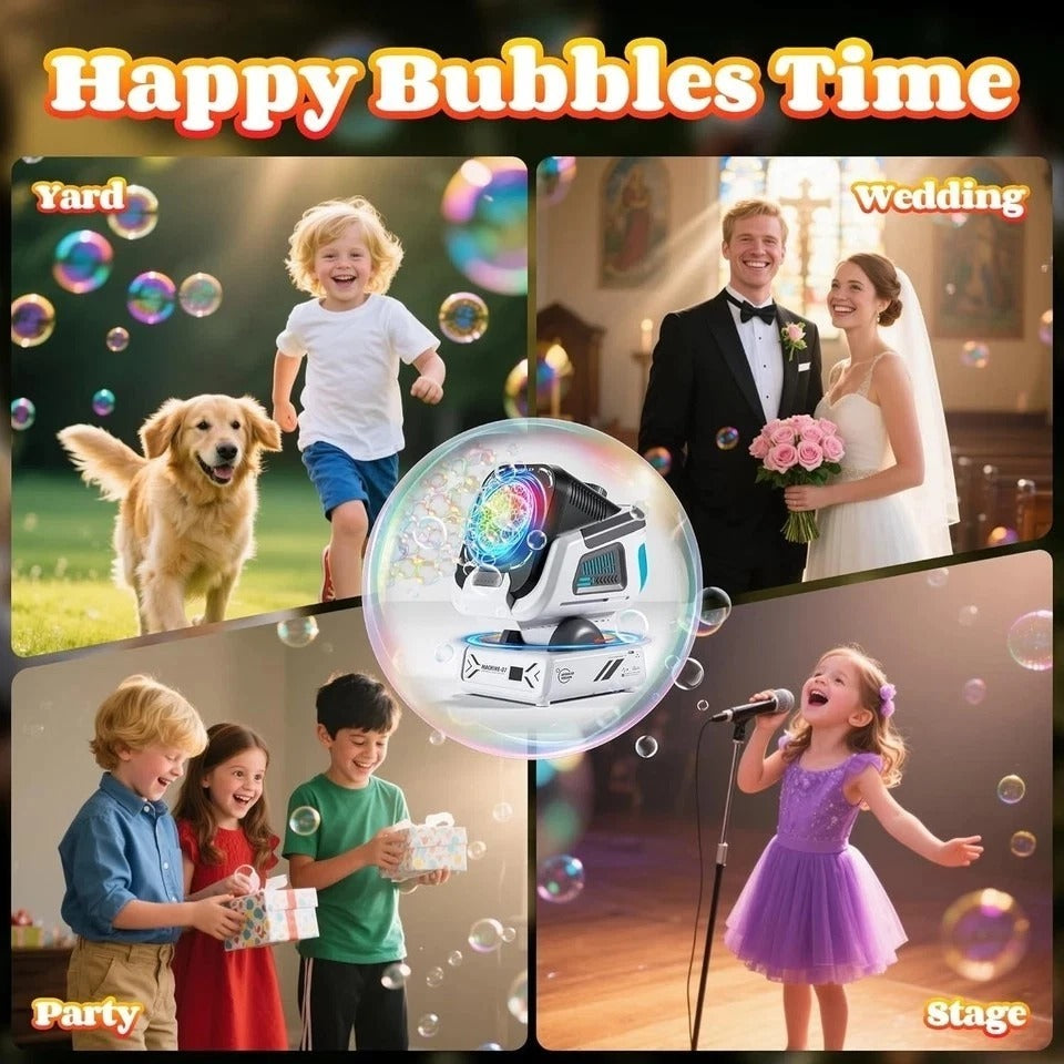 2025 Upgraded Bubble Machine with Remote Control Automatic Rotation & RGB Lig...