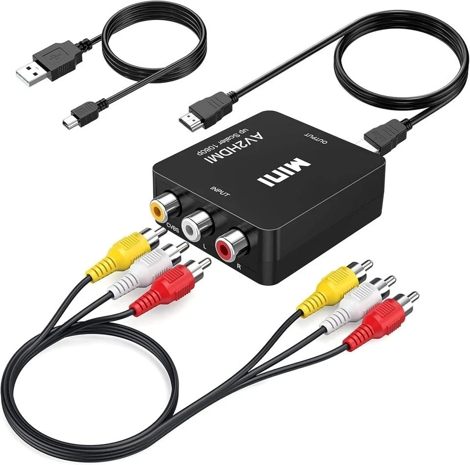 RCA to HDMI Converter, RCA to HDMI Adapter, 1080P Mini Composite CVBS AV to H...