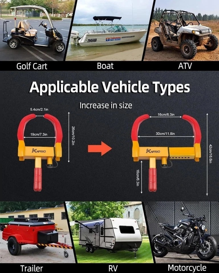 Wheel Lock Tires Anti Theft for Car SUV Boat Motorcycle Golf Cart Red-yellow