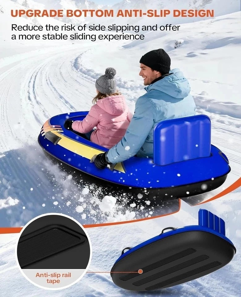 2 Person Inflatable Snow Sled with Premium Canvas Cover, Snow Tubes for Sledding