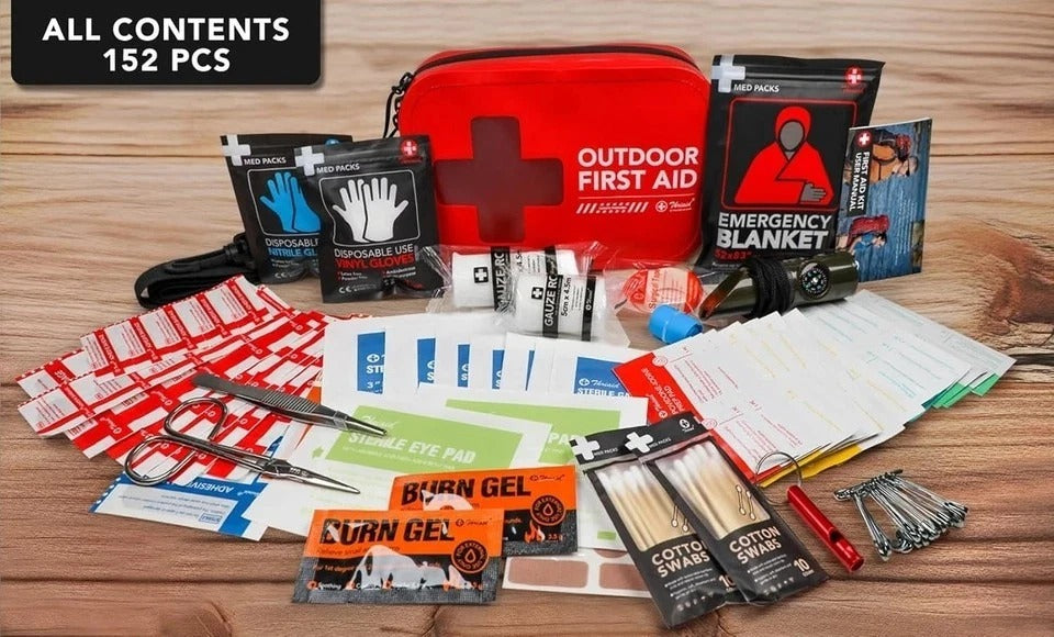 152 PCS Waterproof First Aid Kit, Portable Small Boat Dry Bag Bug Out Bag, Emerg