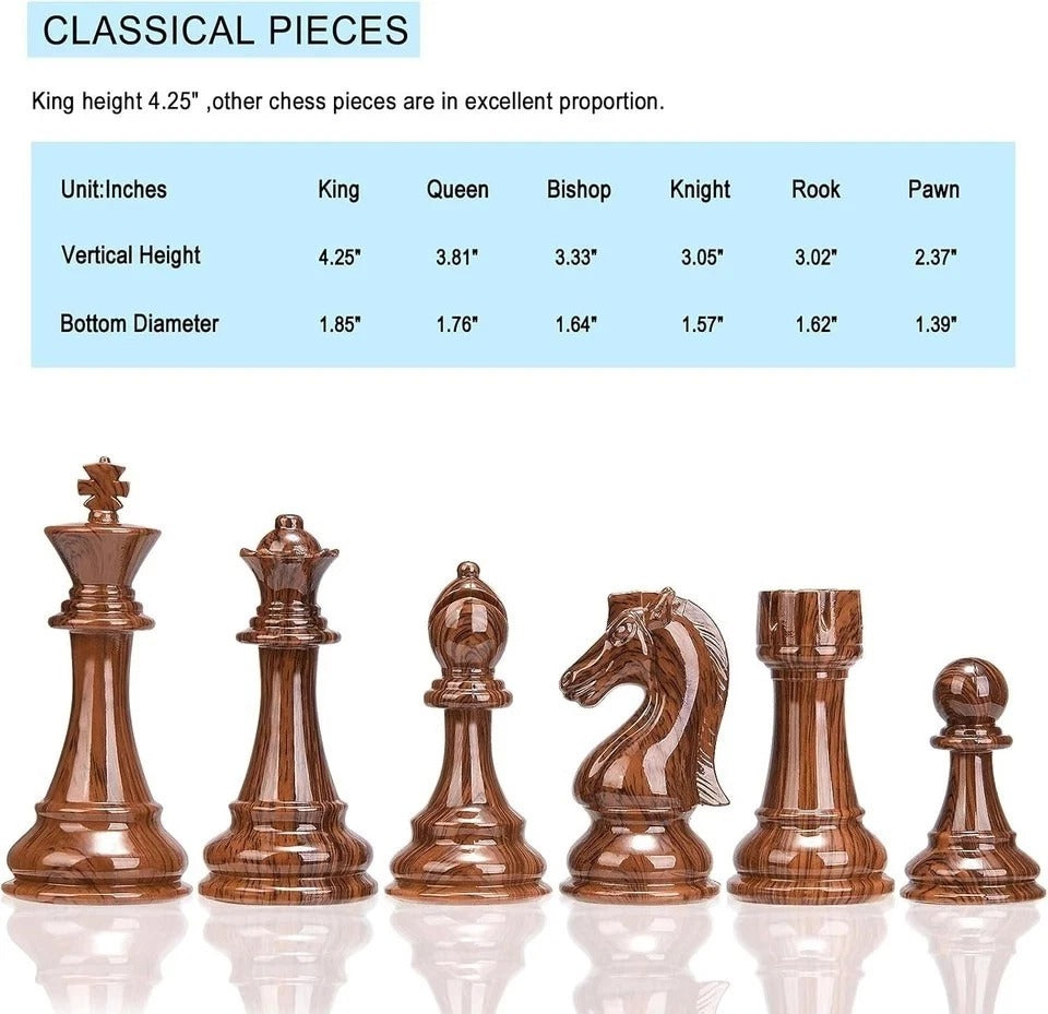 Weighted Chess Pieces High Polymer 4.25" King +2 Queens, Tournament Set