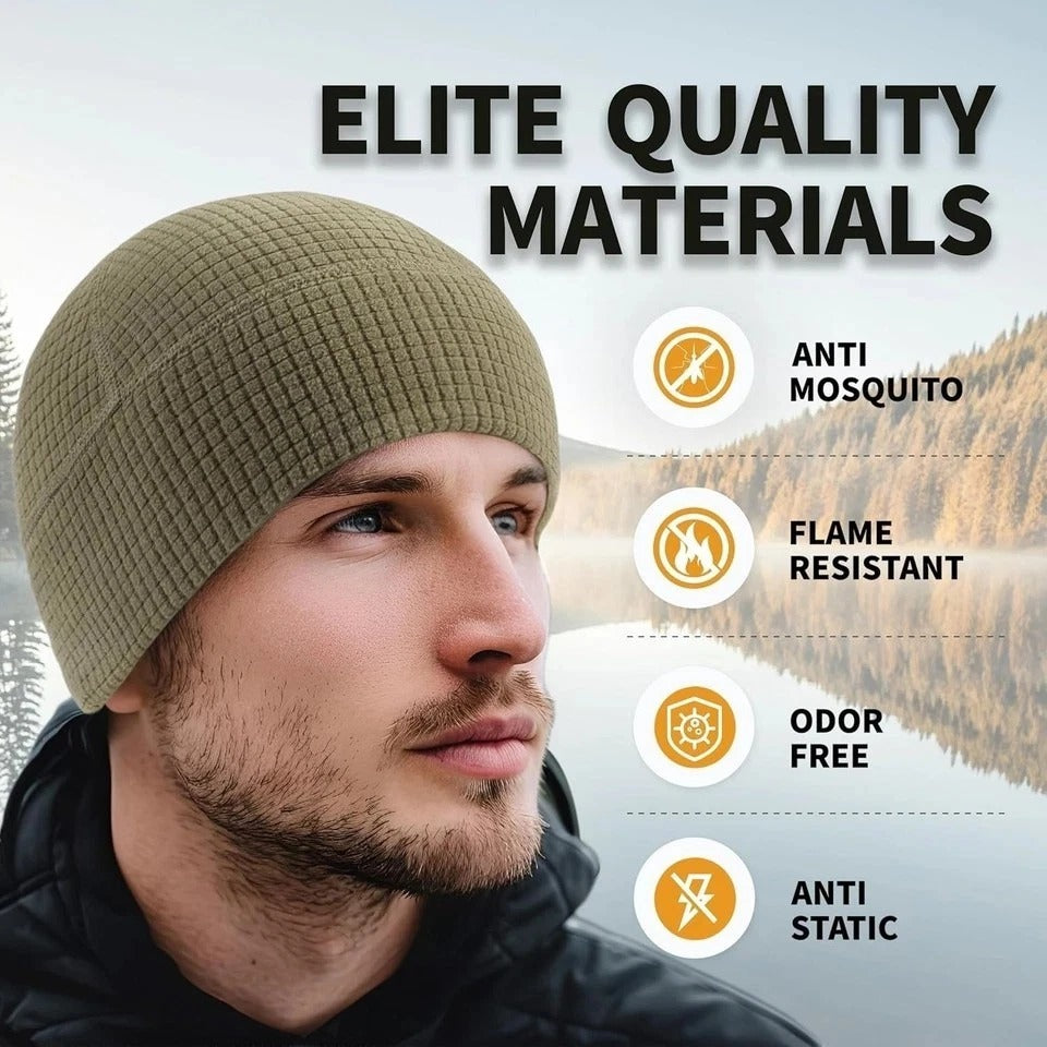 2 Pack Grid Fleece Beanie Watch Cap Waffle Tactical Beanie Multi-Season Army Mil