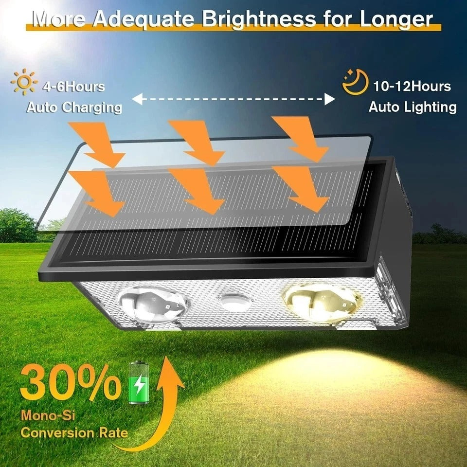4 Pack Solar Fence Lights with Warm/Cool White & 6 RGB Color 9 Modes, Ultra B...