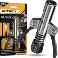 Locking Air Chuck, Heavy Duty Open Flow with Six Steel Jaws, Locks onto Any Tire
