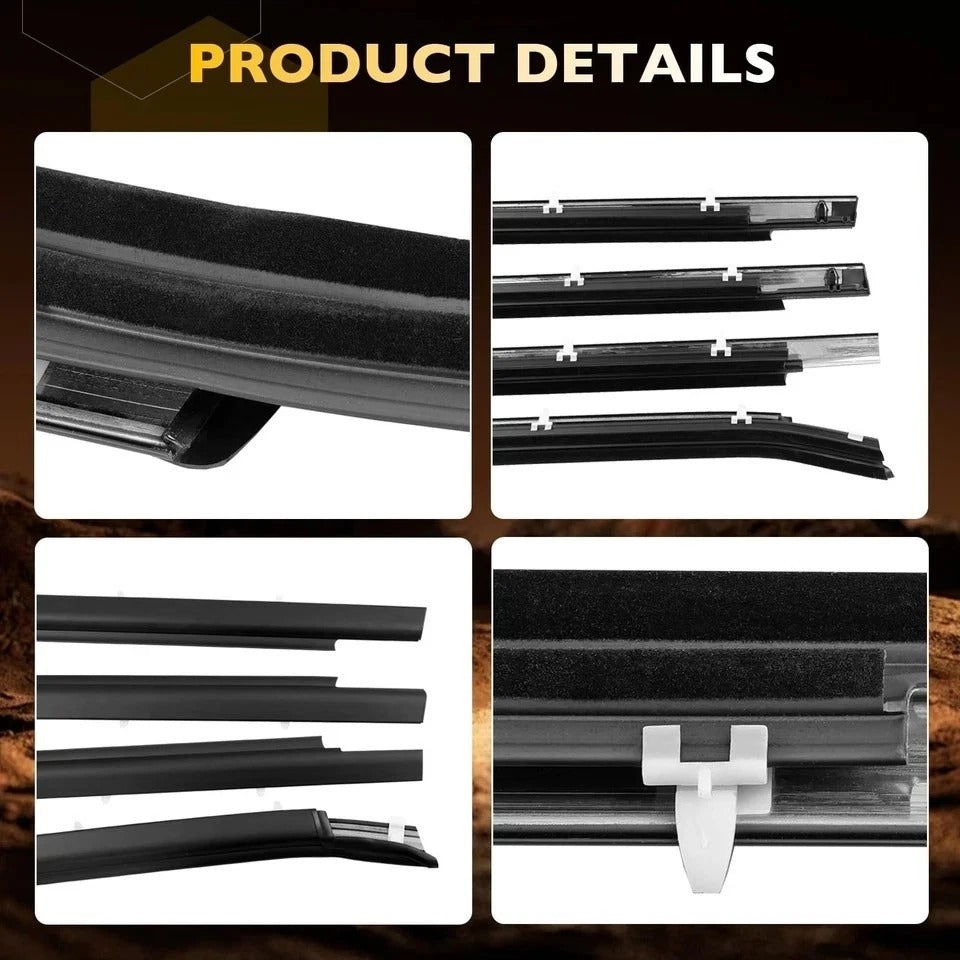 Toyota Tundra 2000-2006 Window Molding Weatherstrip Seal Kit Front Rear Doors