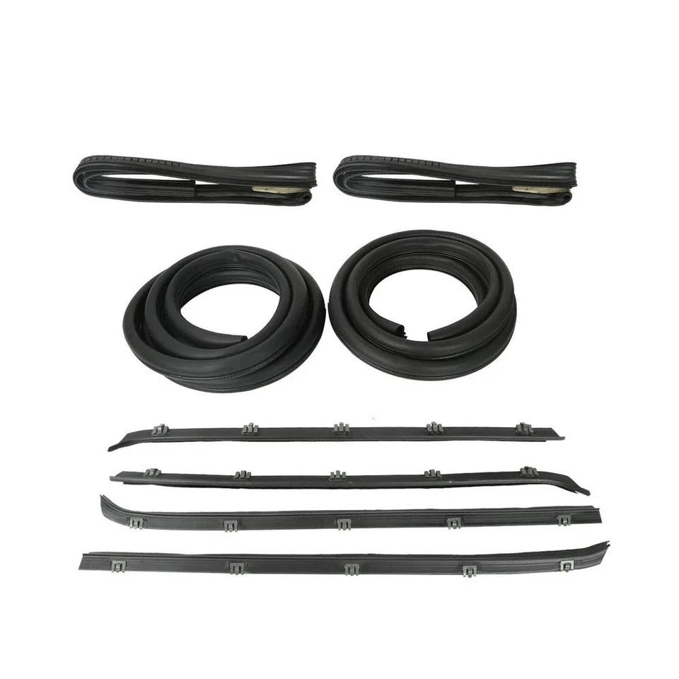 GMC Truck Front Door Window Run Sweep Felts Weatherstrip Seals Kit Set for Chevy