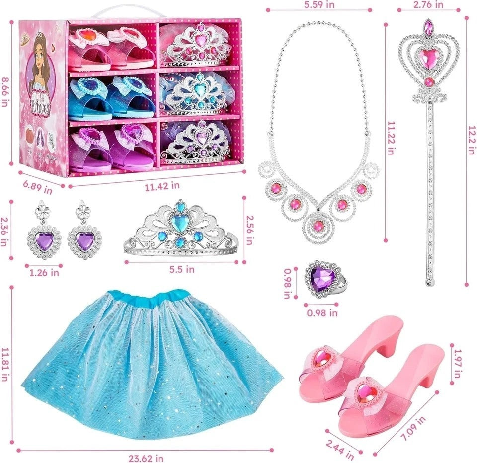 Princess Dress up Sets for Girls 4-6, Costumes Set with Princess Dresses, Shoes