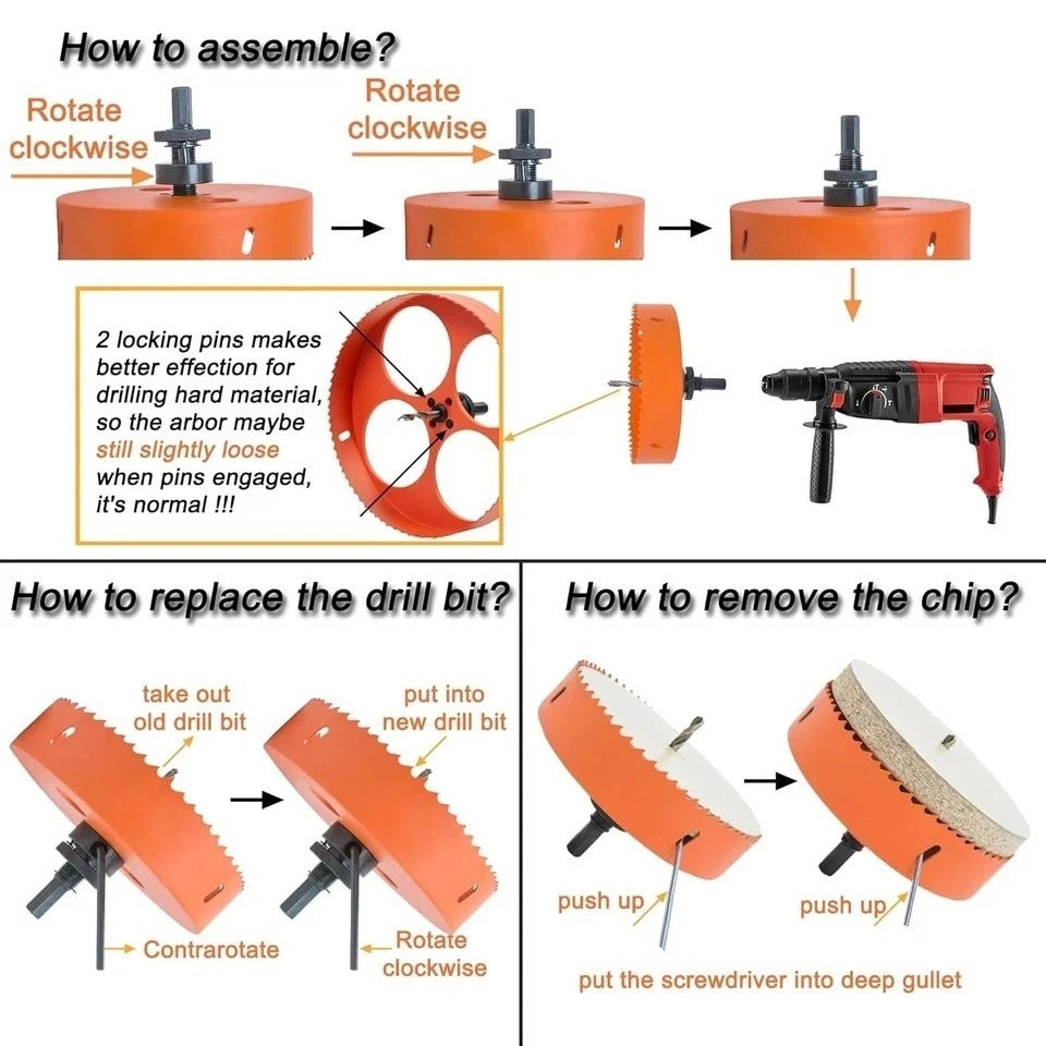 8-Inch Bi-Metal Hole Saw for Metal, Wood & Plastic Cutting