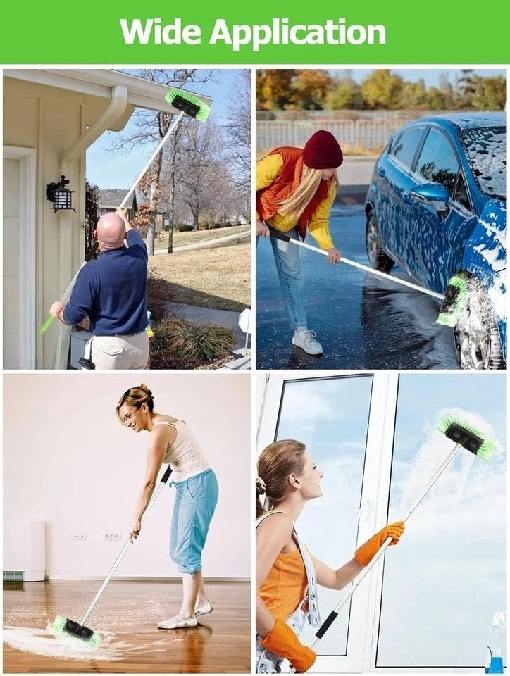 Five-Sided Car Wash Brush with Long Handle，Soft Bristle Scrub Cleaning Mop with