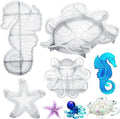 4 Pcs Ocean Theme Resin Molds 3D Large Silicone Epoxy Resin Seahorse Shells Star