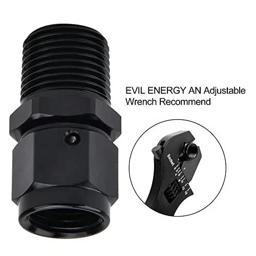 6AN Female to 3/8 NPT Male Swivel Fitting Aluminum 2PCS 6AN to 3/8NPT
