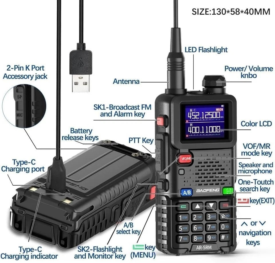 2 Pack BAOFENG Ham Radio Long Range 10W Walkie Talkies USB-C Rechargeable 999CH