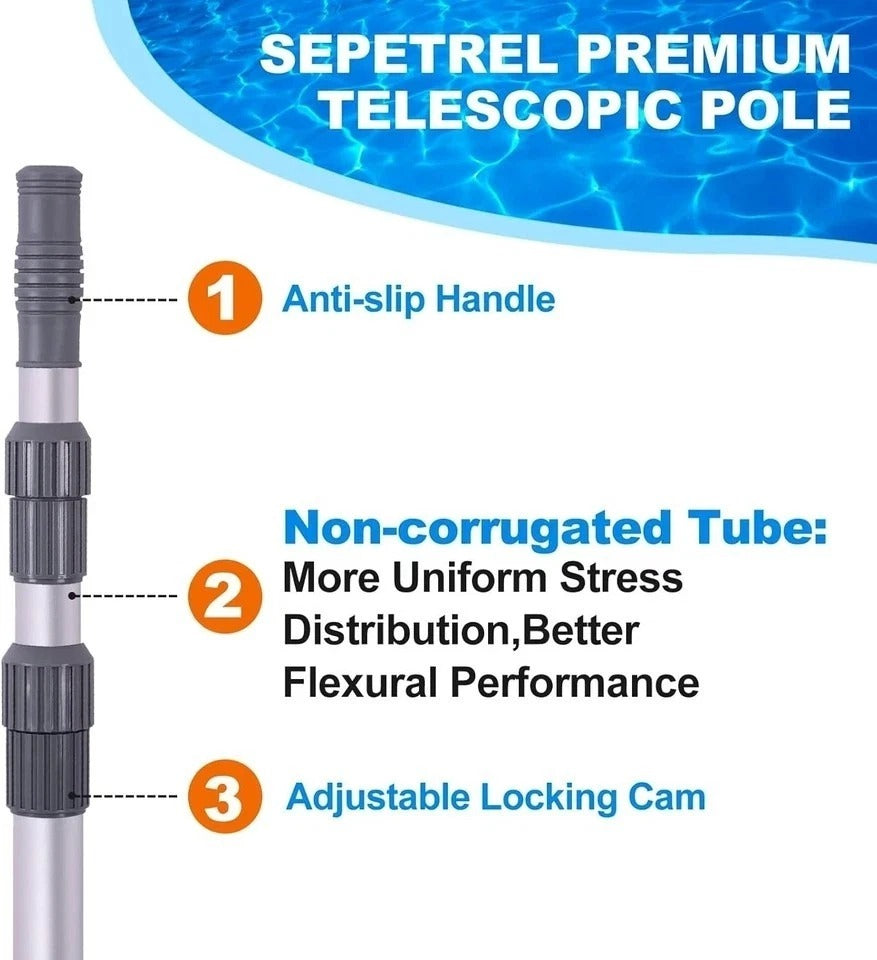 Pool Pole - Professional 15 Foot Telescoping Swimming Pool Cleaning Poles,Adj..