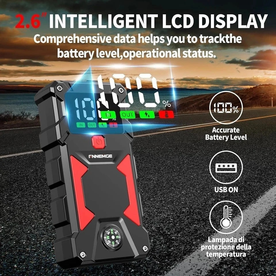 5000A 24800mAh 12V Car Jump Starter for Gas/Diesel with USB, LED & Display