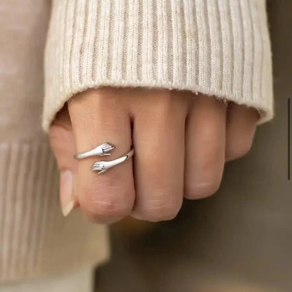 To My Granddaughter Hug Ring for Hope Rings, Inspirational Stainless Steel Engar