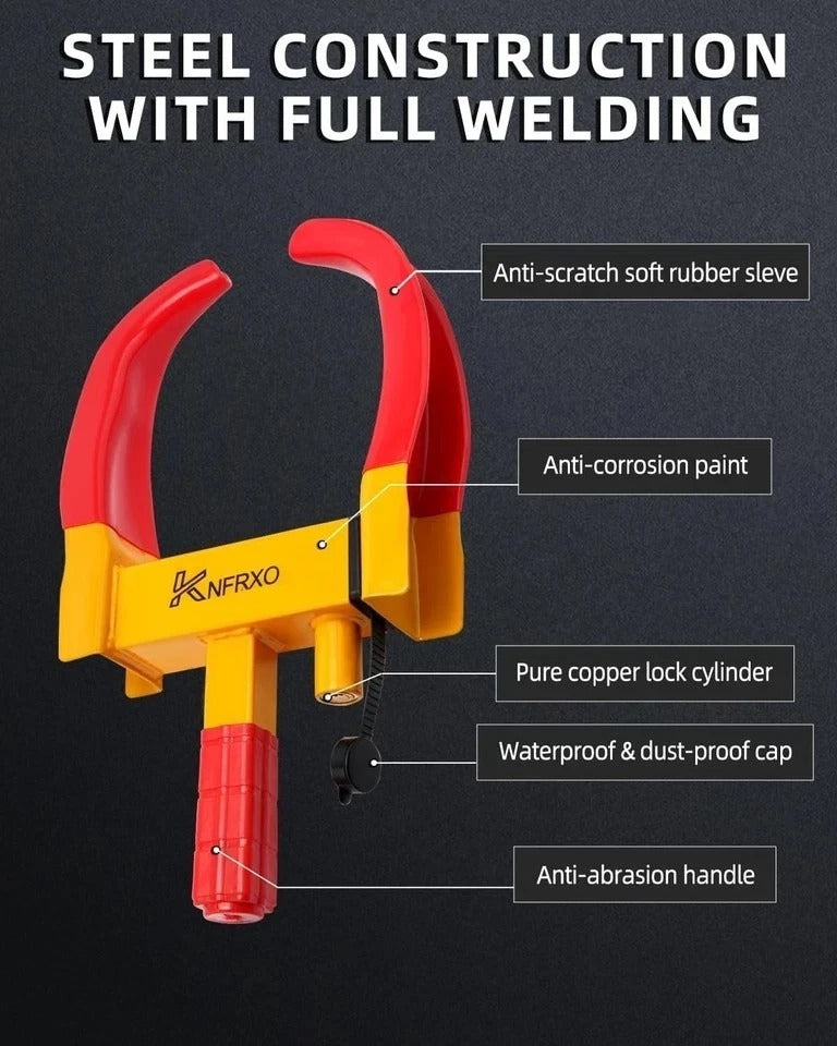 Wheel Lock Tires Anti Theft for Car SUV Boat Motorcycle Golf Cart Red-yellow