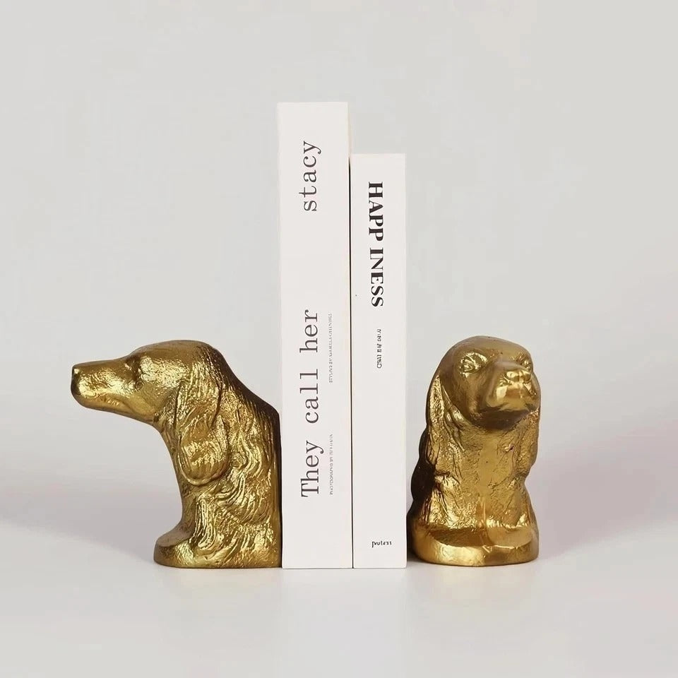 Decorative Bookends Gold Dog Heavy for Shelves