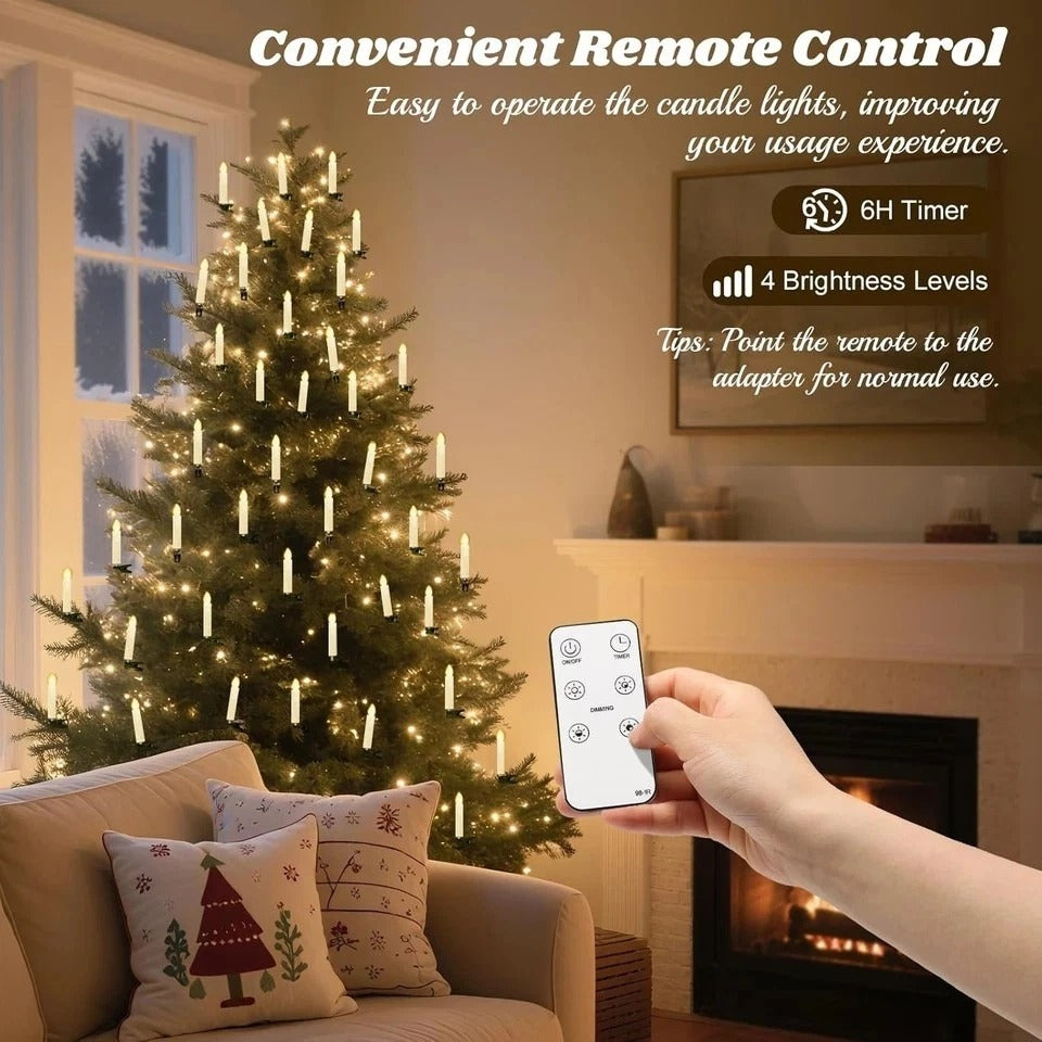 Christmas Tree Candle Lights 30 LED, Flickering Clip on Flameless Candles with T