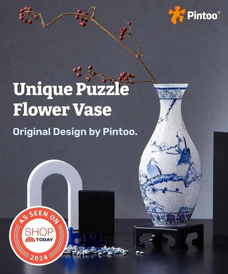 3D Puzzle Vase Unique Flower Vase Made by 160 Curved Plastic Puzzle Pieces House