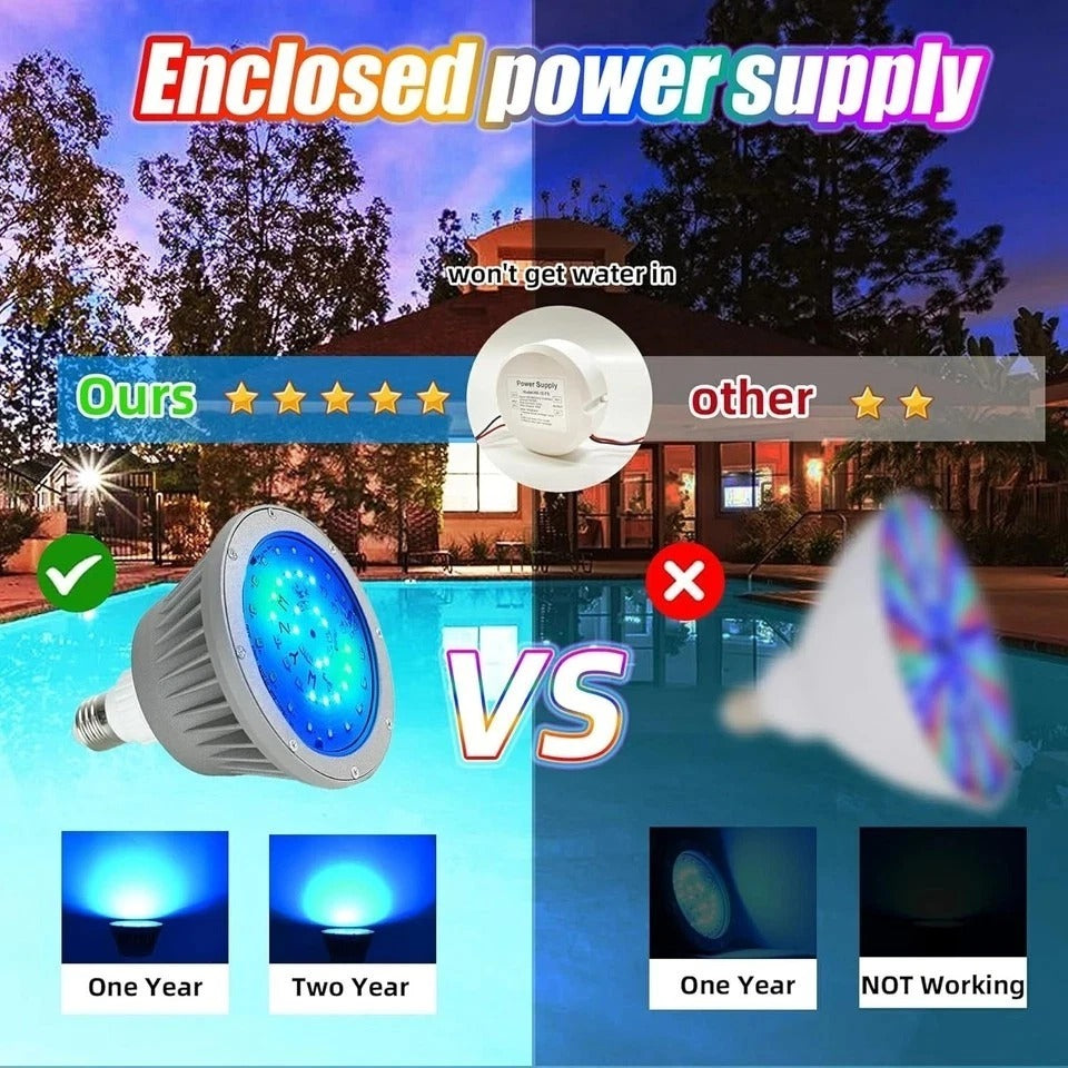 Color LED Pool Lights for Inground Pool, 120V 40W RGBW Pool Light Bulb for Ingro