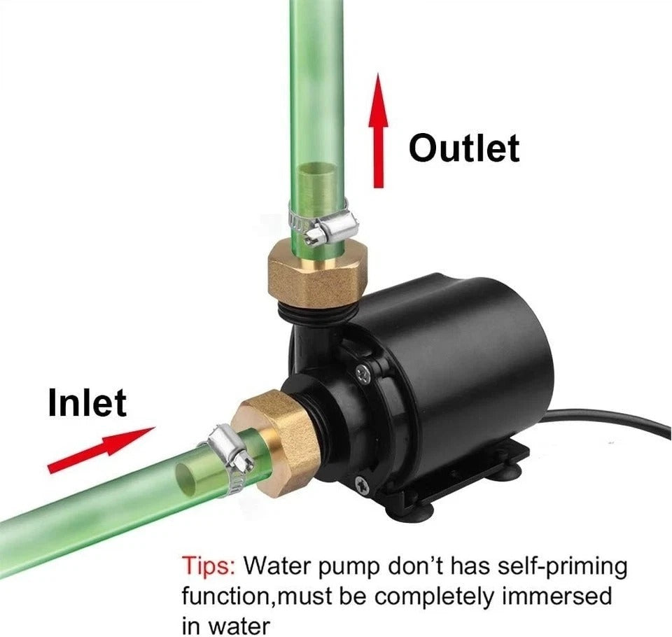 DC 12V 15W Submersible Water Pump, 210 GPH Brushless Fountain Circulation Mini C