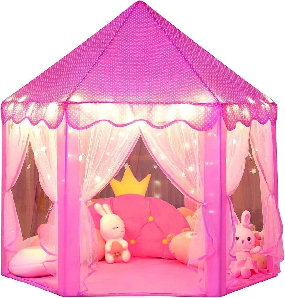 Princess Castle Play Tent for Girls Large Kids Play Tents Hexagon Playhouse w...