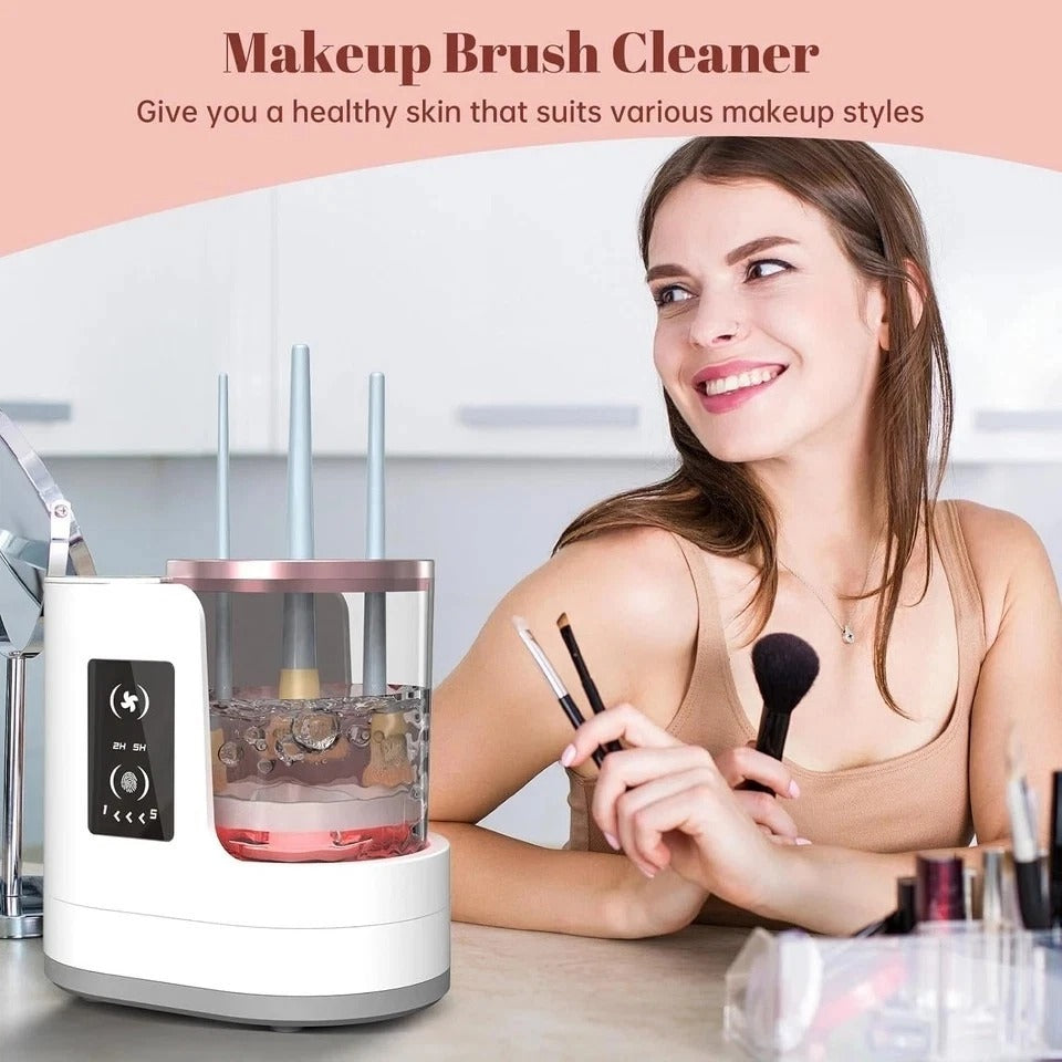 3 in 1 Electric Makeup Brush Cleaner Machine with Makeup Brush Dryer-Holder-Port
