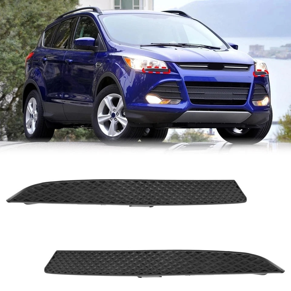 Ford Escape Headlight Trim Pair 2013-2016 Black Driver Passenger Front Headlamp