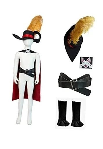 Costume Cat in Boots Cosplay Hat Cape Cloak Outfits with Belt 160 Puss