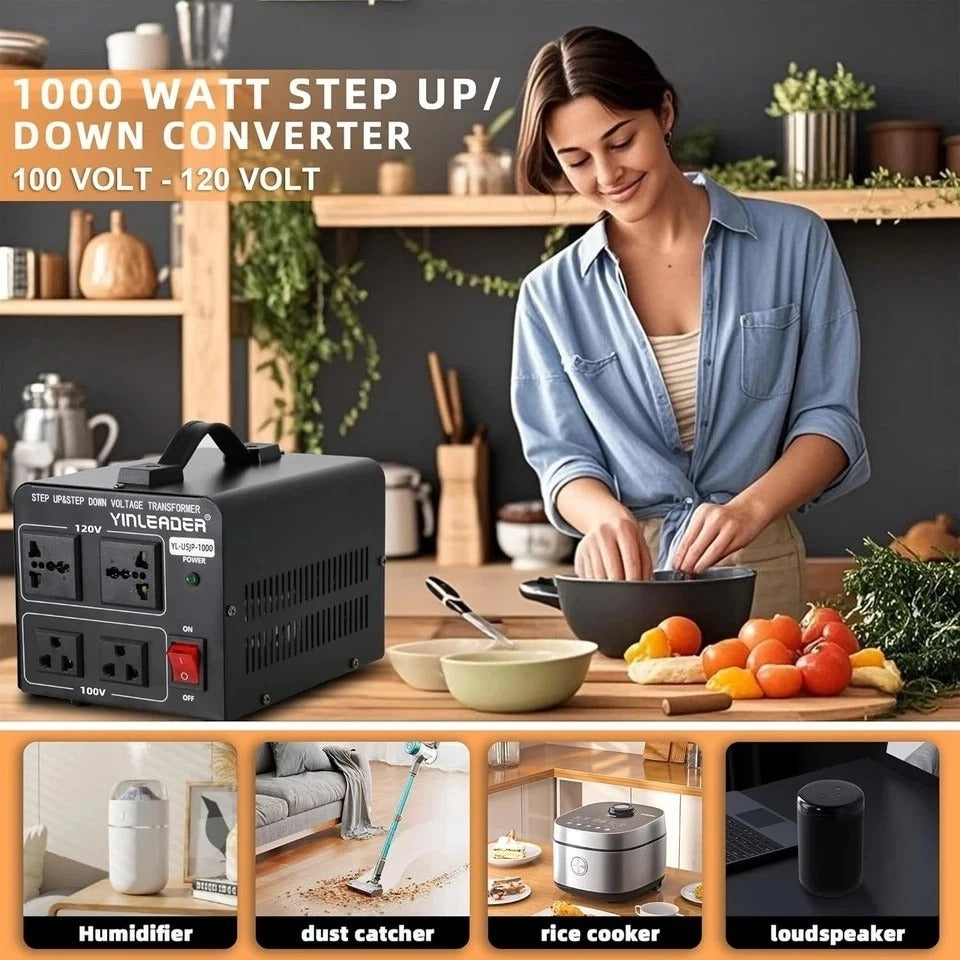 1000W US 120V to 100V JP Japan Voltage Converter Step Down/Up Transformer Ideal