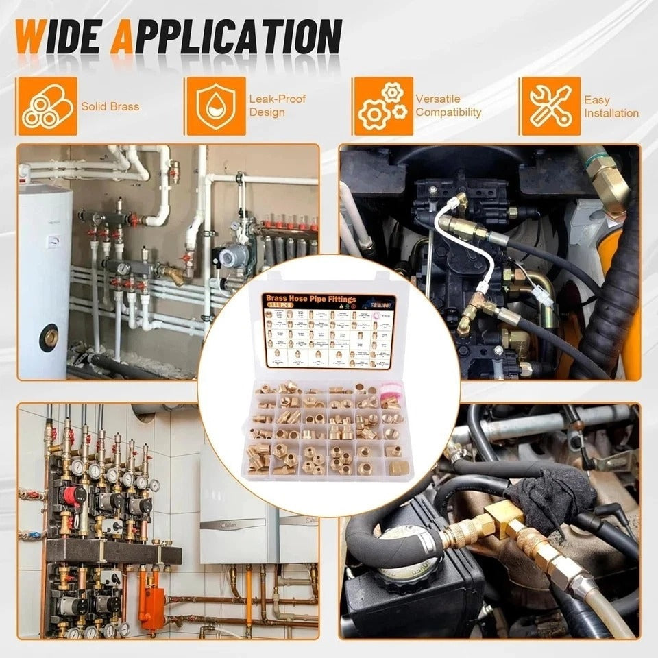 111Pcs Hose Pipe Fitting Assortment Kit, NPT Adapter, Reducer Bushing, Hex Nippl