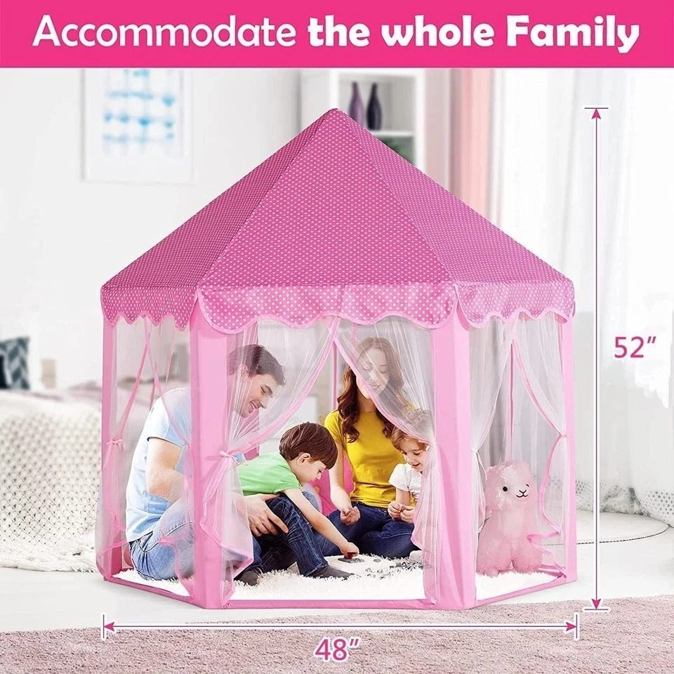 Princess Castle Play Tent for Girls Large Kids Play Tents Hexagon Playhouse w...