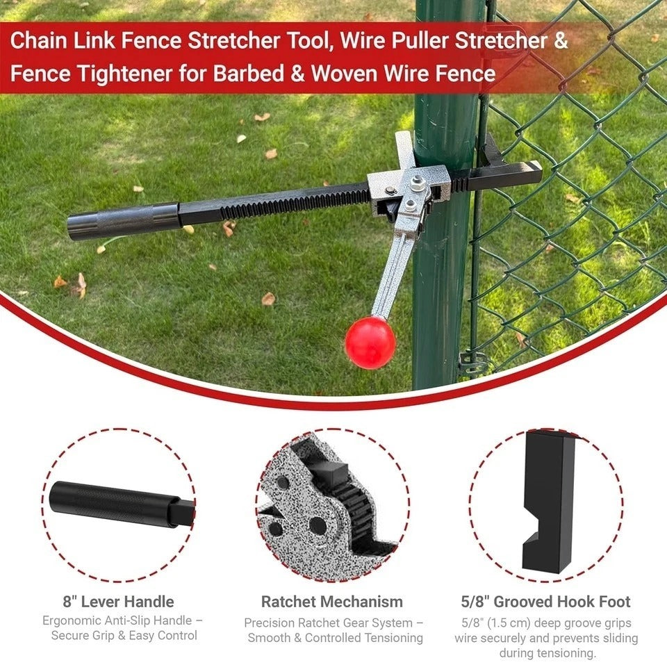 Chain Link Fence Stretcher Tool, Wire Puller Stretcher & Fence Tightener for Bar