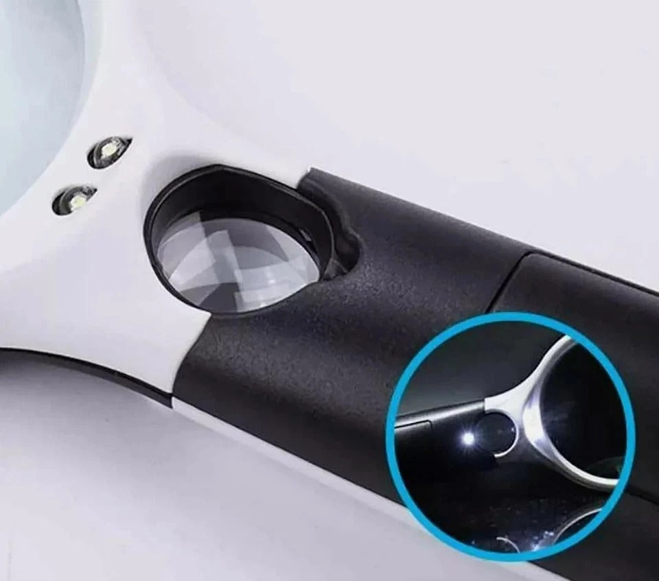 New 45X Handheld Magnifying Glass Reading Lens 3 LED Light Jewelry Loupe