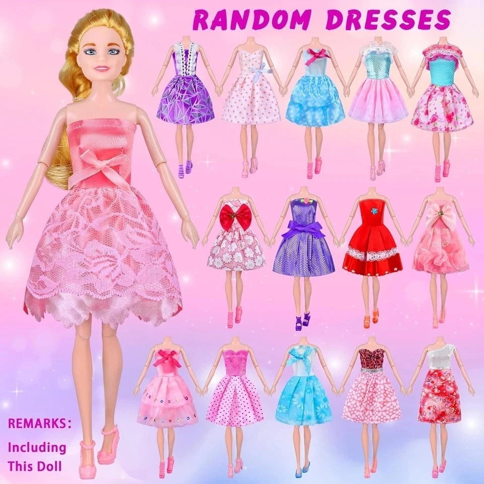 135 Pcs Doll Clothes and Accessories with Doll, Princess Gowns, Fashion Dresses,
