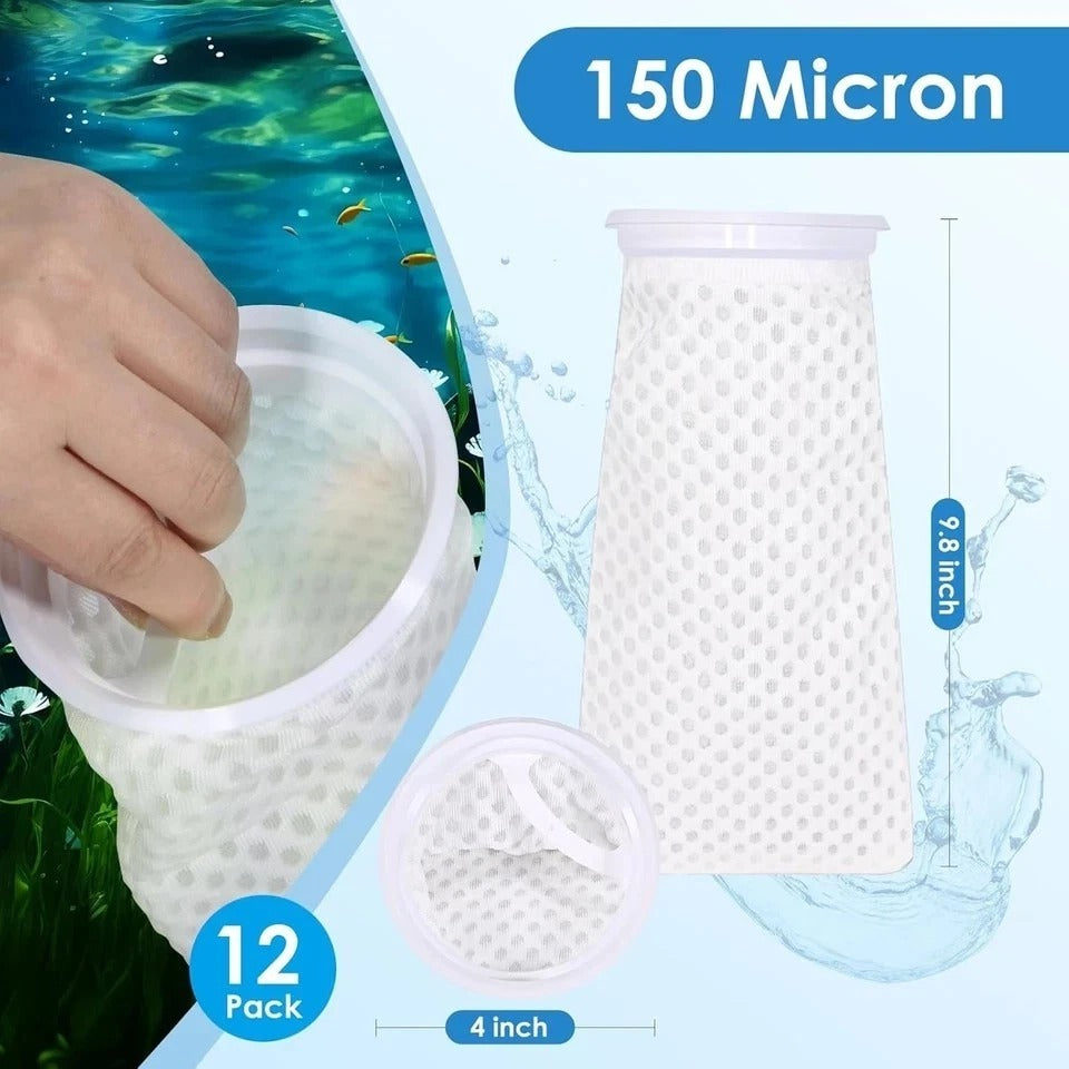 12 Pack 4 Inch Filter Sock, 150 Micron, Ring Honeycomb Filter Socks, Filter Sock