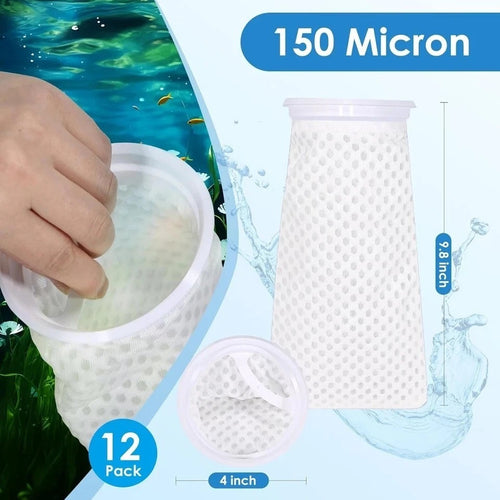 12 Pack 4 Inch Filter Sock, 150 Micron, Ring Honeycomb Filter Socks, Filter Sock