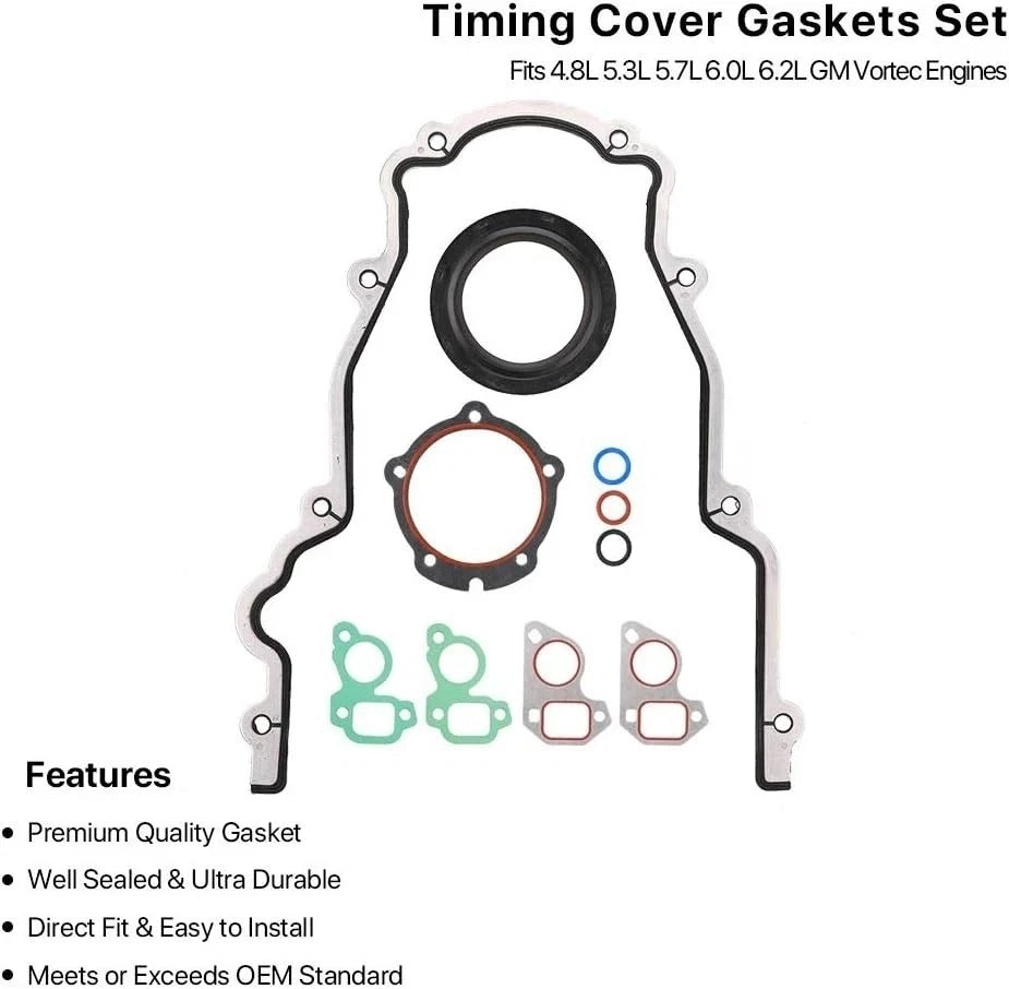 Timing Cover Gasket Set - Compatible with 4.8L 5.3L 5.7L 6.0L 6.2L - Replac