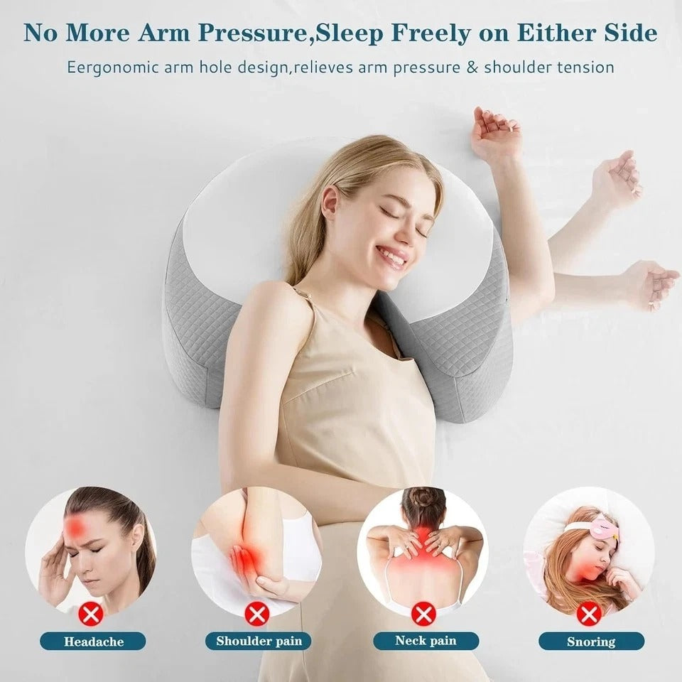 Side Sleeper Pillow - Ergonomic Memory Foam Shoulder Pillow with Arm Holes for N