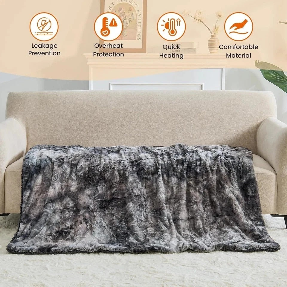 Electric Heated Blanket Throw 50''x60''Size Faux Fur Heating Blanket 10 Heating