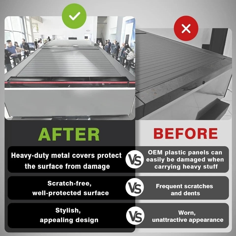 2025/2024 Tesla Cybertruck Stainless Steel Tailgate Protector Cover, Carbon F...