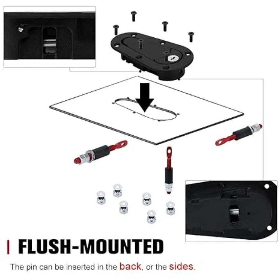 Universal Racing Car Flush Hood Latch & Pin Kit - Engine Bonnet Lock Kit -