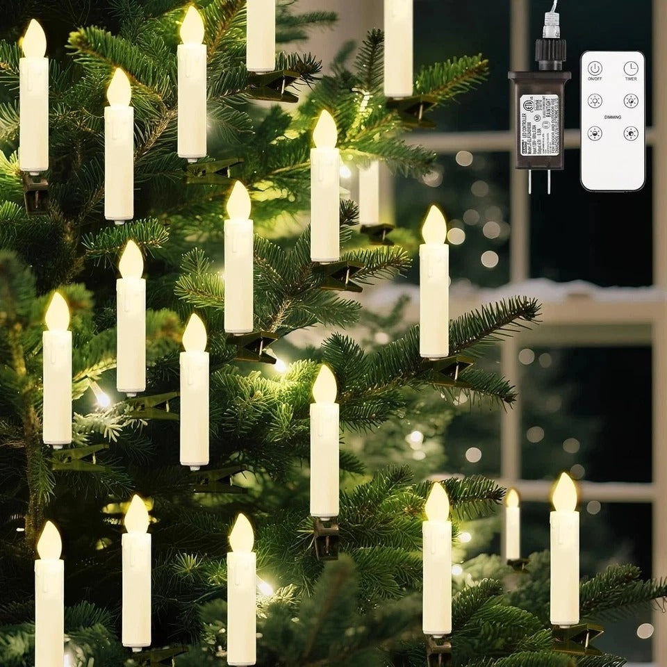 Christmas Tree Candle Lights 30 LED, Flickering Clip on Flameless Candles with T