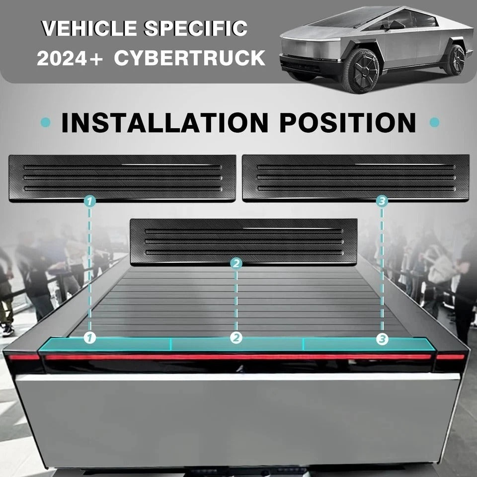 2025/2024 Tesla Cybertruck Stainless Steel Tailgate Protector Cover, Carbon F...