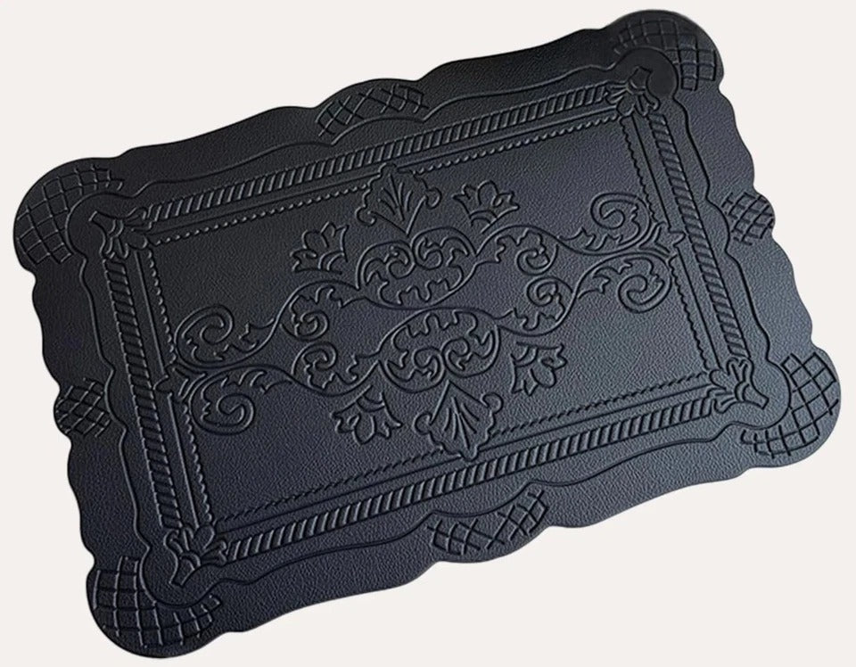 Faux Leather Placemats Set of 6, Rectangle Heat Resistant Table Mats, Non-Sli...