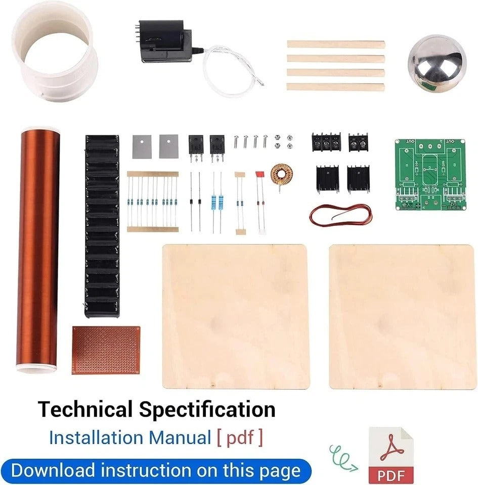 Tesla Coil DIY Kit, Touchable Plasma Ball Spark Gap Arc Generator for Physics T